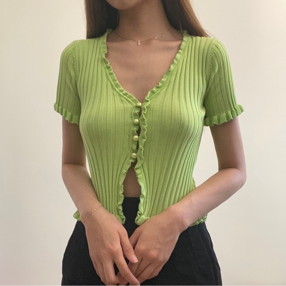 Verge Girl Kit Button Front Knit Top